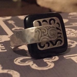Retired Silpada onyx and sterling silver ring